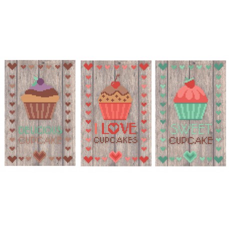 KIT PT DE CROIX & BROD 10X15 3 TABLEAUTINS CUPCAKE