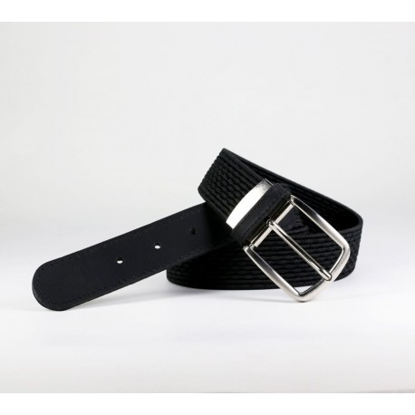 CEINTURE TRESSéE éLASTIQUE EMBOUT CUIR