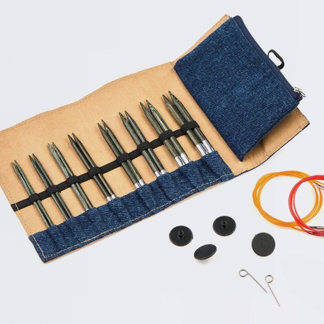 TROUSSE AIGUILLES à TRICOTER CIRCULAIRES INDIGO