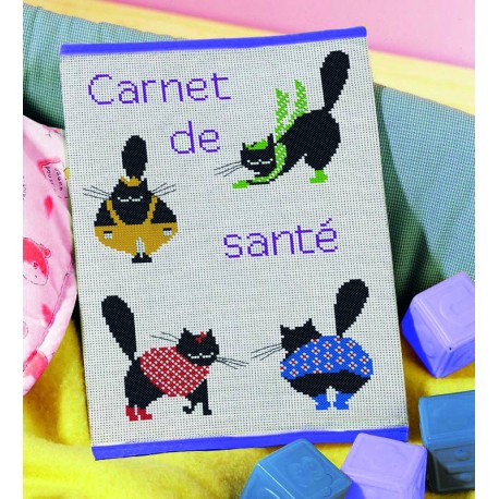 CARNET DE SANTE COLOR CATS BIAIS VIOLET 16X24