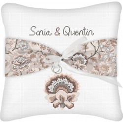 COUSSIN MARIAGE RUBAN FLEURI 2 20X20