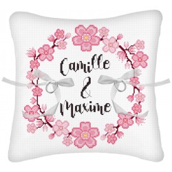 COUSSIN MARIAGE FLEURS DE CERISIER 20X20