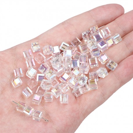 PERLES EN VERRE CRISTAL 6X6MM 50PCS/SAC