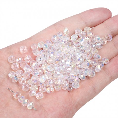 PERLES EN VERRE CRISTAL 6X4MM 50PCS/SAC