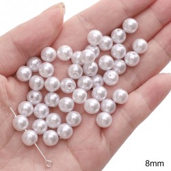 PERLES ACRYLIQUES 8MM 130PCS/SAC