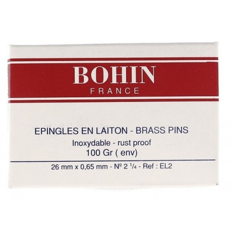 EPINGLE LAITON N° 2 1/4 - 26X0,65MM - BTE 100GR