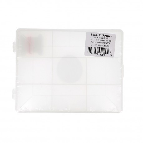 BOITE RANGE FIL PLASTIQUE AVEC 25 CARTONETTES