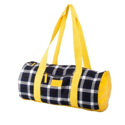 SAC TRICOT TARTAN 45X22CM NOIR/JAUNE