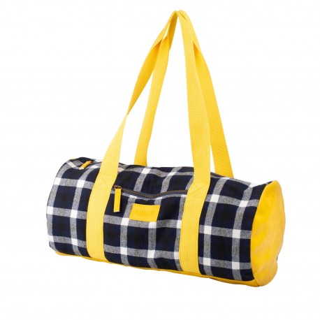 SAC TRICOT TARTAN 45X22CM NOIR/JAUNE