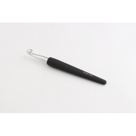CROCHET SIMPLE ARGENT MANCHE NOIR SOFT 10 MM