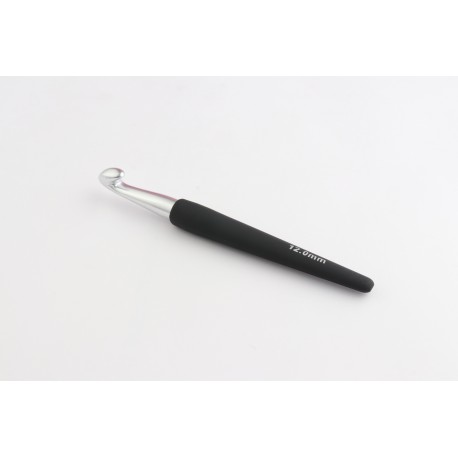 CROCHET SIMPLE ARGENT MANCHE NOIR SOFT 12 MM