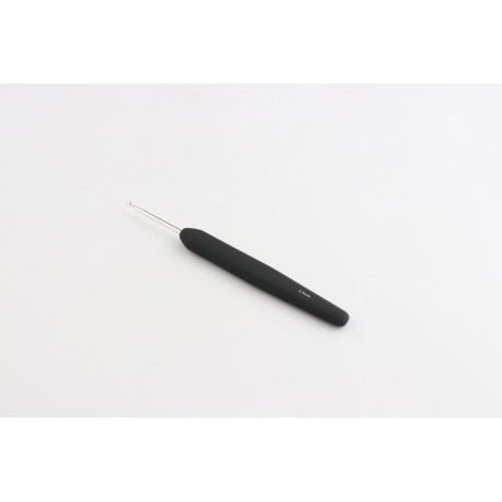 CROCHET SIMPLE ARGENT MANCHE NOIR SOFT 2,5 MM