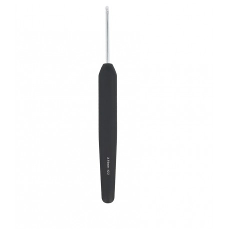 CROCHET SIMPLE ARGENT MANCHE NOIR SOFT 2,75 MM