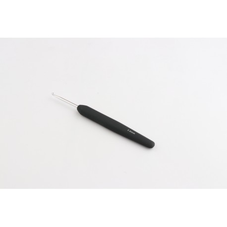 CROCHET SIMPLE ARGENT MANCHE NOIR SOFT 3 MM
