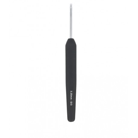 CROCHET SIMPLE ARGENT MANCHE NOIR SOFT 3,25 MM