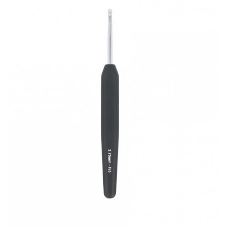 CROCHET SIMPLE ARGENT MANCHE NOIR SOFT 3,75 MM