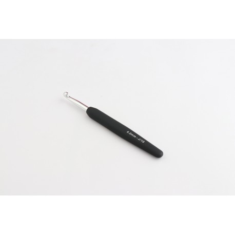 CROCHET SIMPLE ARGENT MANCHE NOIR SOFT 6 MM