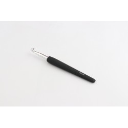 CROCHET SIMPLE ARGENT MANCHE NOIR SOFT 7 MM
