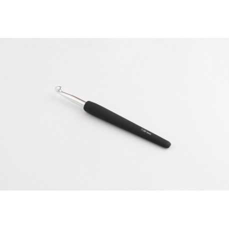 CROCHET SIMPLE ARGENT MANCHE NOIR SOFT 7 MM