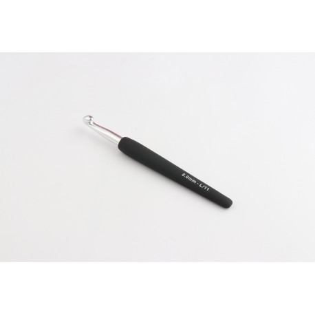 CROCHET SIMPLE ARGENT MANCHE NOIR SOFT 8 MM