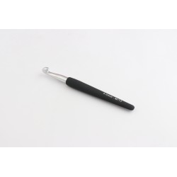CROCHET SIMPLE ARGENT MANCHE NOIR SOFT 9 MM