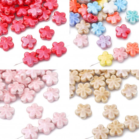 PERLE FLEURS CERAMIQUE 12MM *10PCS