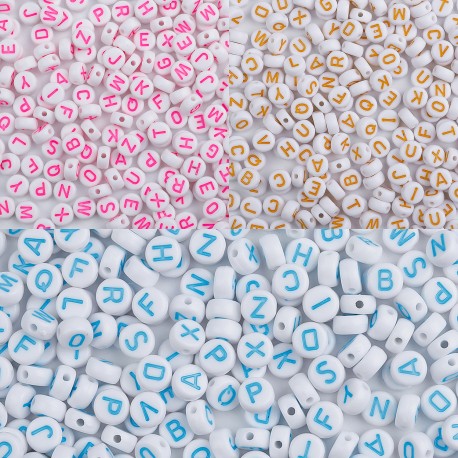 PERLES ACRYLIQUE ALPHABET 7X4MM *100PCS